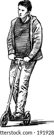 teen riding a scooter