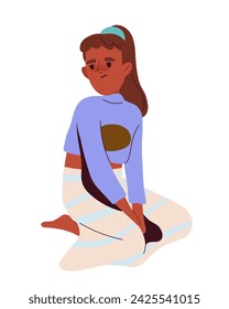 Adolescente que sufre de una enfermedad psicológica. Chica triste sentada. Salud mental y psicología. Frustración y soledad, depresión. Ilustración plana del vector de la historieta aislada sobre fondo blanco