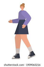 teen woman with black skirt vector illustration design