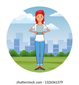 teen woman using smartphone