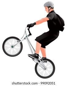 Teenage BMX biker, BMX Bicycle Rider vector image, extreme sport