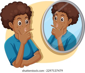 Teenage Boy with Acne Troubles illustration