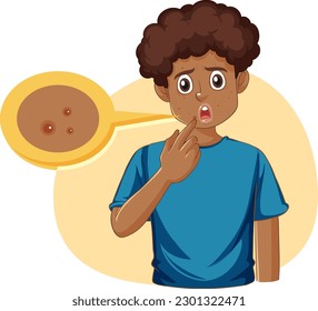 Teenage Boy with Acne Troubles illustration