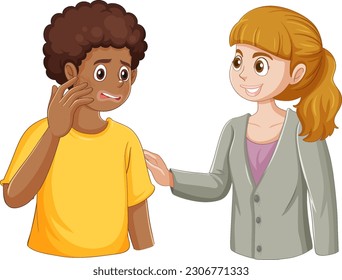 Teenage Boy Getting Skincare Tips from Supportive Friend illustration