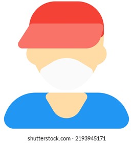Teenage boy have sports cap and mask on.