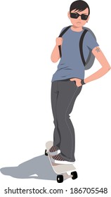 Teenage boy on a skateboard