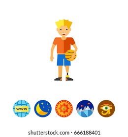 Teenage Boy with Prosthesis and Ball Icon