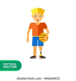 Teenage boy with prosthesis flat icon
