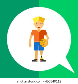 Teenage boy with prosthesis flat icon