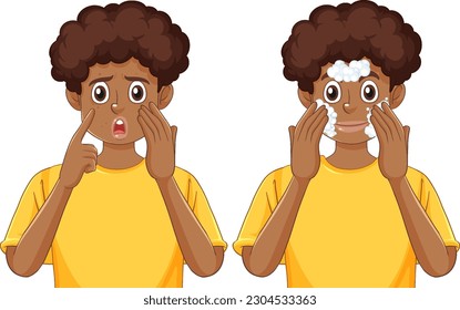 Teenage Boy with Skin Problem illustration