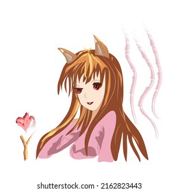teenage girl anime.vector illustration.isolated on a white background.high quality.