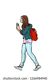 a teenage girl with a backpack. Pop art retro vector illustration vintage kitsch