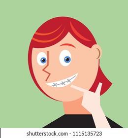 Teenage girl with braces on teeth