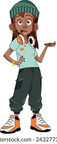teenage girl rapper music stands listening EPS10