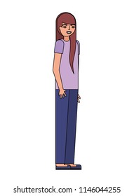 teenage girl standing in casual clothes