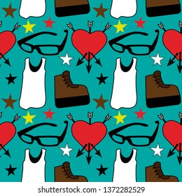 Teenage girl things. Seamless pattern, background wallpaper.