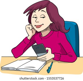 Teenage Girl Using Cell Smart Phone Chatting