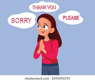 
Teenage Girl Using Polite Expression Asking for Something Vector Cartoon. Respectful teen girl using all the polite phrases
 
