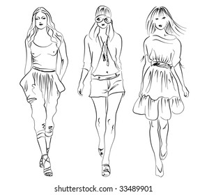 teenage girls fashion  vector