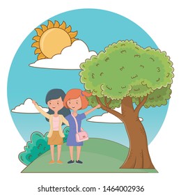 Teenage girls friends design vector illustration
