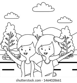 Teenage girls friends design vector illustrator