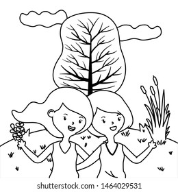 Teenage girls friends design vector illustrator