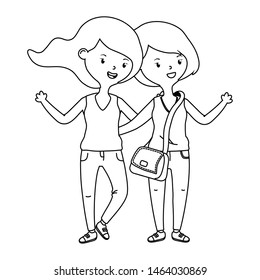 Teenage girls friends design vector illustrator
