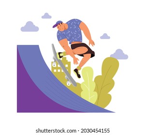 Teenage guy skateboarding in the morning