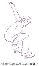 Teenage male skateboarder jumping on halfpipe