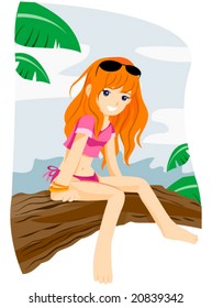 Teenage auf Baum - Vektorgrafik