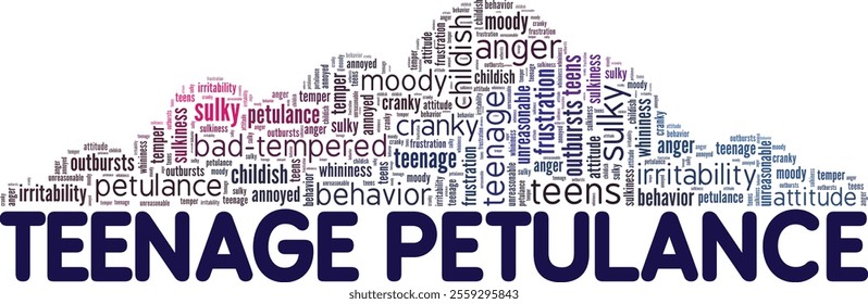 Teenage Petulance word cloud conceptual design isolated on white background.