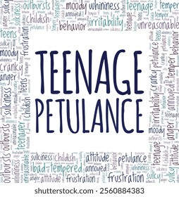 Teenage Petulance word cloud conceptual design isolated on white background.