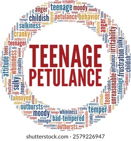 Teenage Petulance word cloud conceptual design isolated on white background.