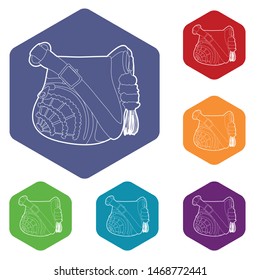 Teenage school backpack icon in outline style isolated on white background vector illustration