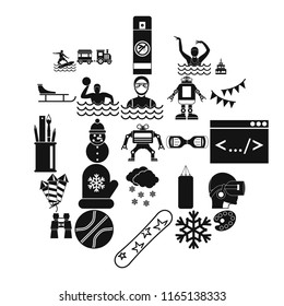 Teenage sport icons set. Simple set of 25 teenage sport vector icons for web isolated on white background