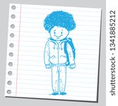 Teenage student boy having funny hair
