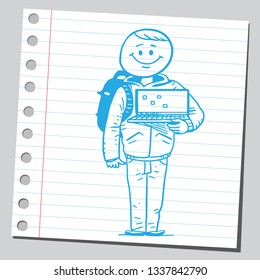 Teenage student boy with lap top computer