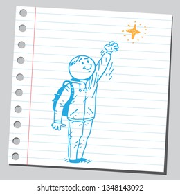 Teenage student boy reaching a star