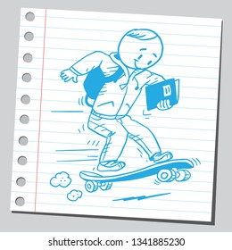 Teenage student boy skateboarder