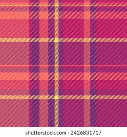 Teenage vector fabric tartan, packaging textile plaid background. Commercial texture pattern seamless check in magenta and pink colors.