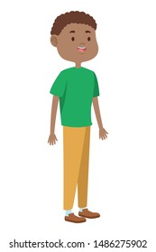 Teenager afro man greeting and smiling with casual clothes cartoon ,vector illustration graphic design.