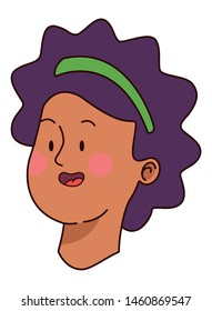 Teenager afro woman smiling face cartoon vector illustration graphic design