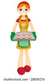 Teenager with Baked Cookies - Vector