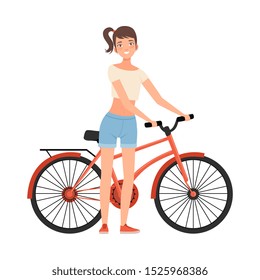 Teenager with a bicycle character Illustration Vector