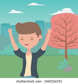 Teenager boy cartoon design vector illustration