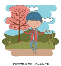 Teenager boy cartoon design vector illustrator