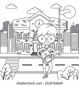 Teenager boy design, person portrait young youth student and teen theme Vector illustration