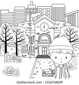 Teenager boy design, person portrait young youth student and teen theme Vector illustration