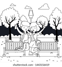 Teenager boy and girl cartoon design