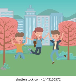 Teenager boy and girl cartoon design